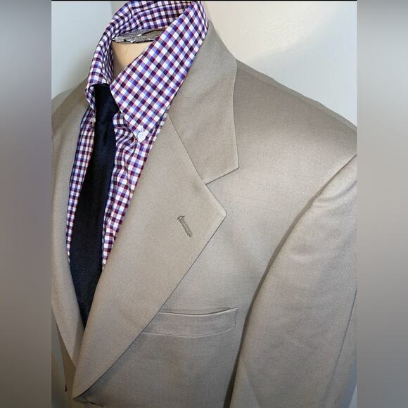 Menswear Stafford 2pc suit set 40R khaki wool jacket pants sports coat 2 button